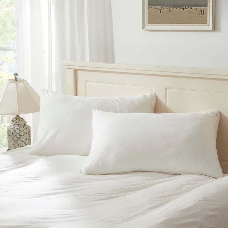 H HOUSEHOLD Household 100% Jersey Cotton Pillowcase 20â€x30â€-Light Weight, Comfortable, Super Soft Pillow Case with Envelope Closure Extremely Durable Set of 2 (White, Queen Size Pillowcase (20" x 30")) - Image 1